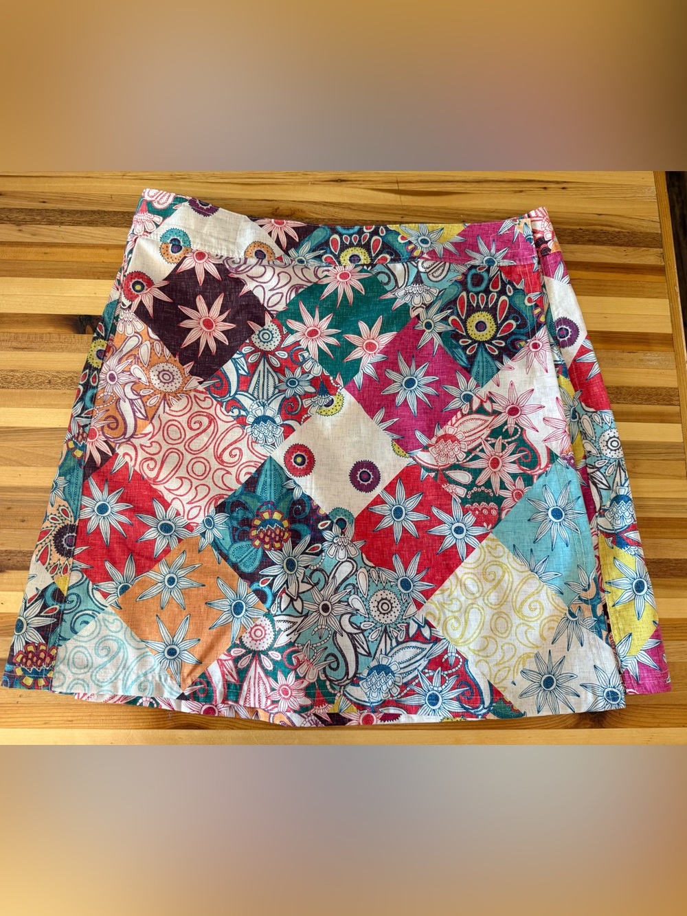 Ripit Hawaii Multicolor Floral Patchwork A-Line Skirt